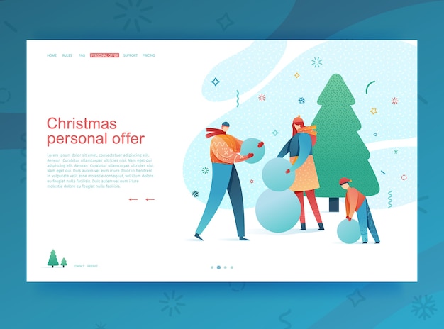 Design winter holidays landing page template