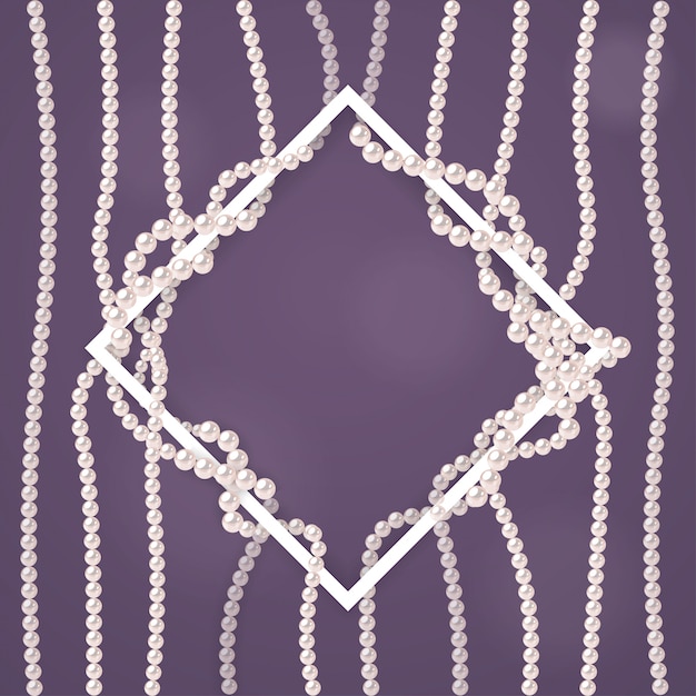 Design with pearl strings and white frame