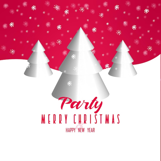 design with three dimensional trees and snow for merry christmas party concept illustration vector