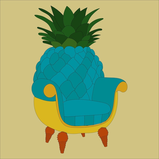 Designer armchair interior furniture in the form of pineapple