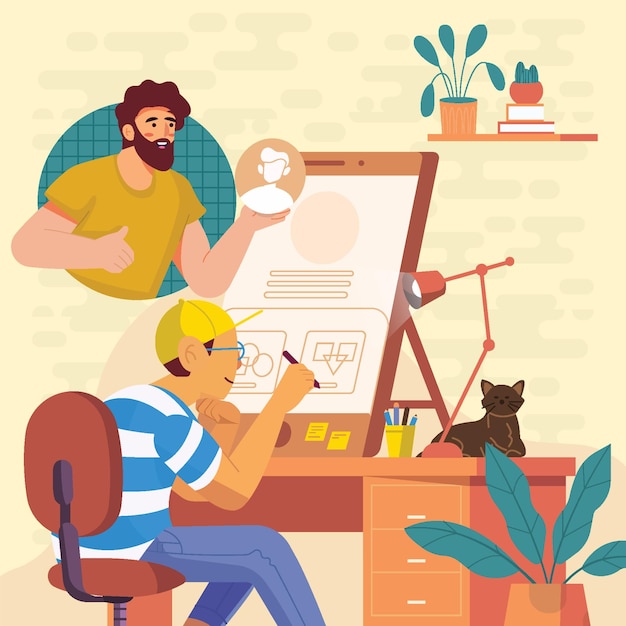 designer collaborate with programmer concept