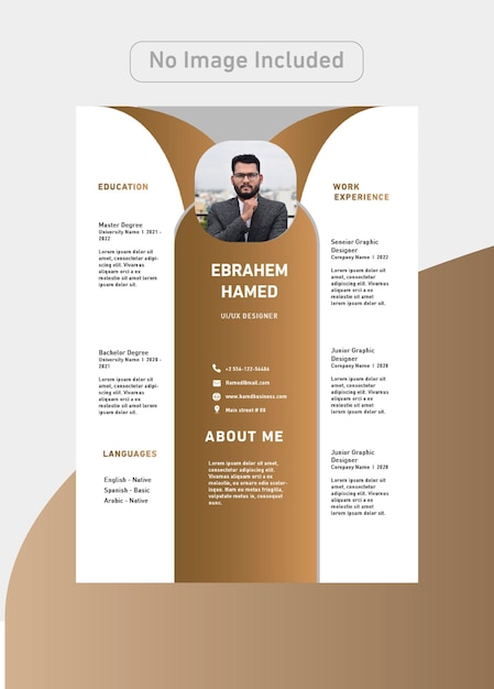 Designer cv template with luxury colors