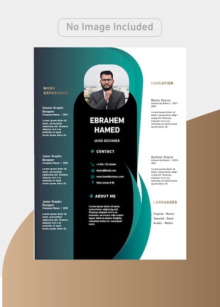 Designer cv template with luxury colors