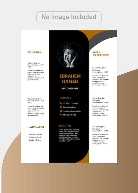 Vector designer cv template with luxury colors