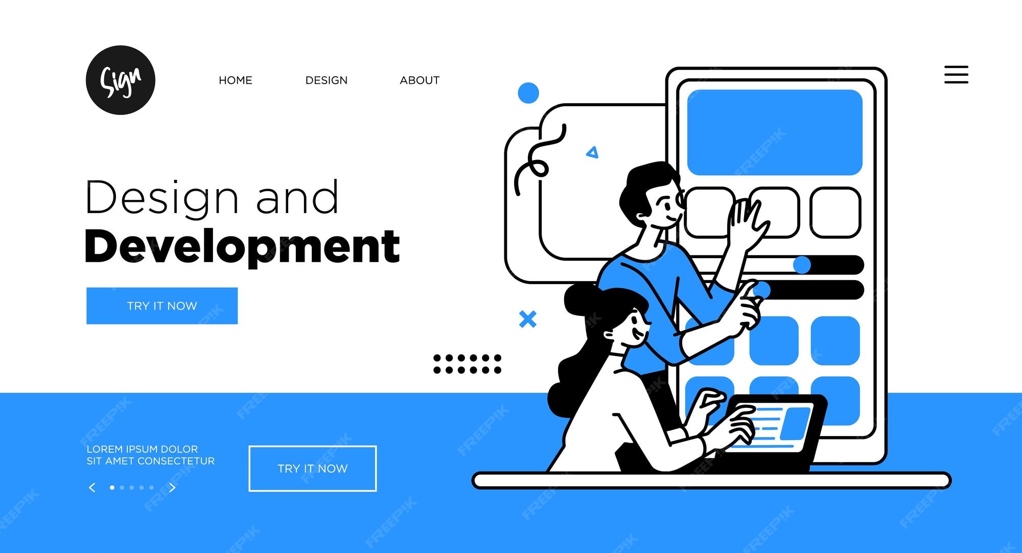 Premium Vector | Designing developing and programming technologies ...