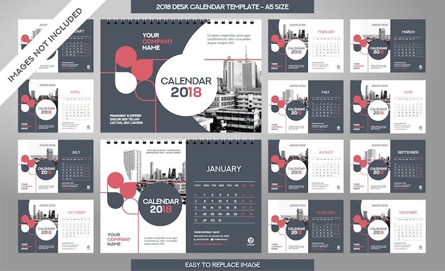 Desk calendar 2018 template