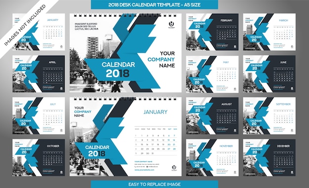 Desk calendar 2018 template