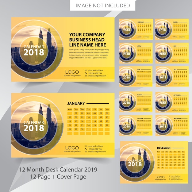 Desk calendar 2019 planner template