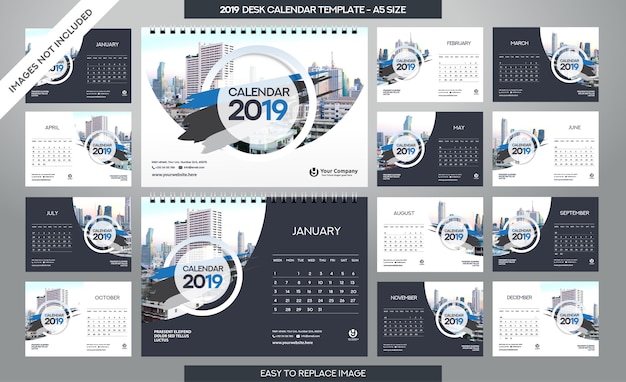 Desk Calendar 2019-sjabloon