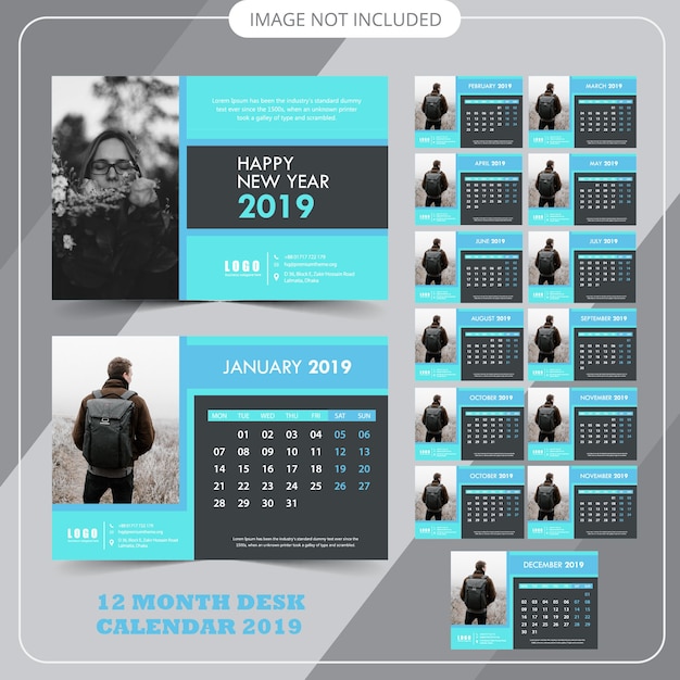 Vector desk calendar 2019