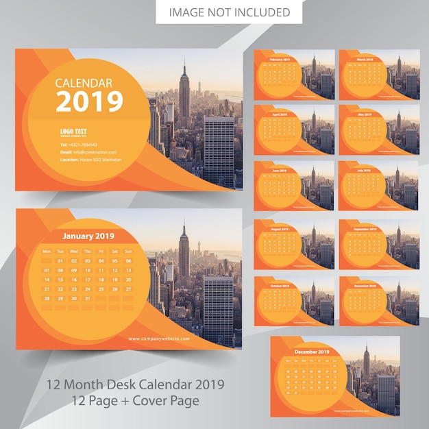 Vector desk calendar 2019