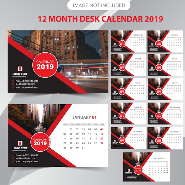 Vector desk calendar 2019