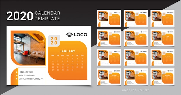 Desk calendar 2020 template