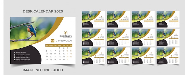 Desk calendar 2020 template