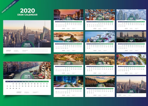 Vettore modello di calendario da tavolo 2020