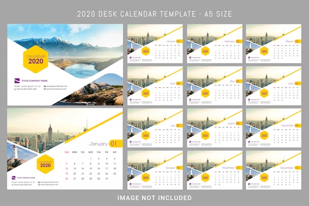 Desk calendar 2020 template