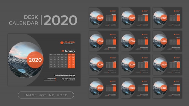 Vettore calendario da tavolo 2020