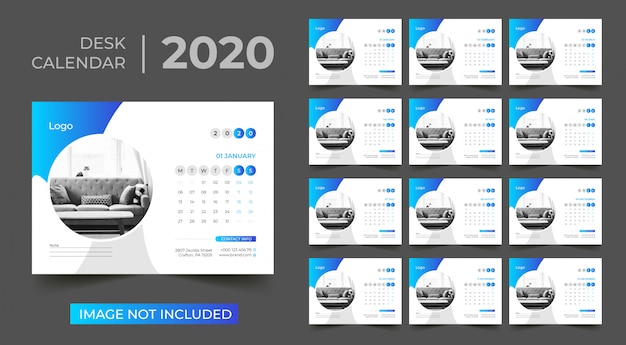 Vettore calendario da tavolo 2020
