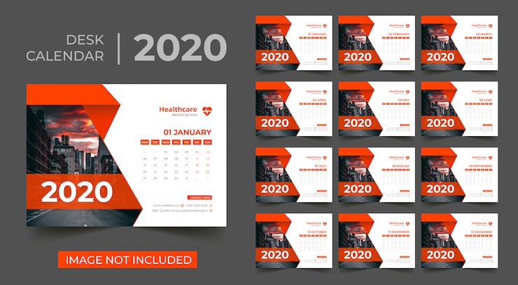 Вектор настольный календарь 2020
