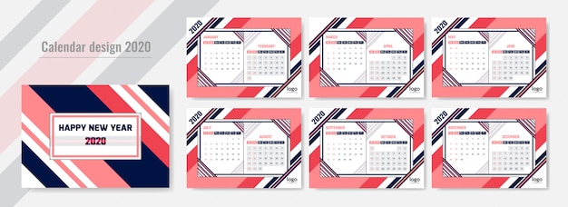 Vector desk calendar 2020