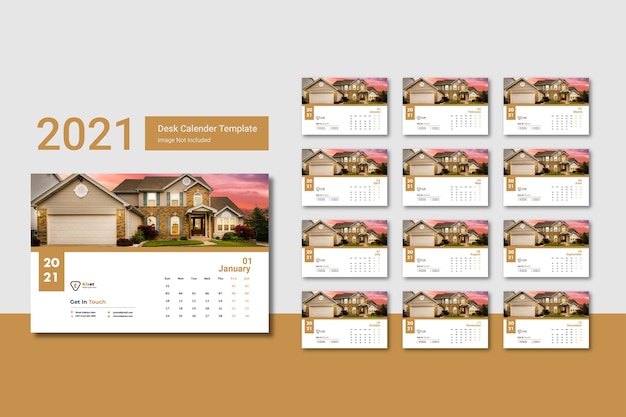 desk calendar  2021 creative minimal  template design