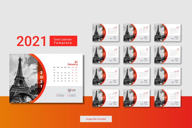 Vector desk calendar  2021 creative minimal  template design