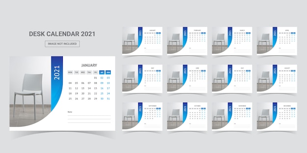 Desk calendar 2021 planner template