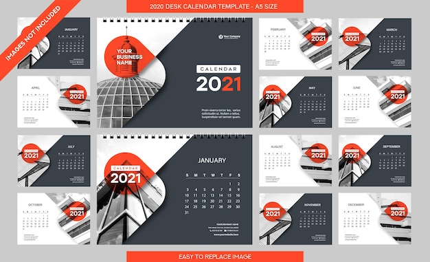 Desk calendar 2021 template