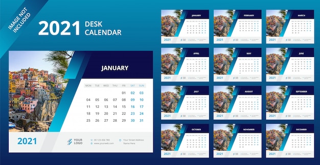 Desk calendar 2021 template