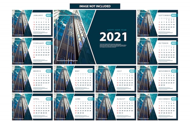 Vettore calendario da tavolo 2021