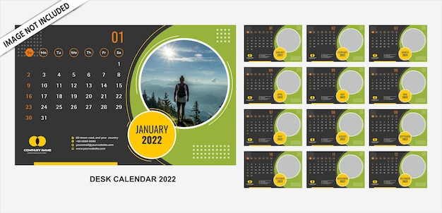 Vector desk calendar 2022 design templat