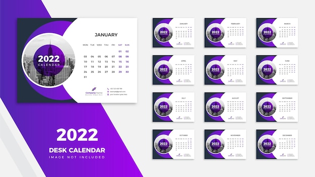 Desk calendar 2022 premium vector