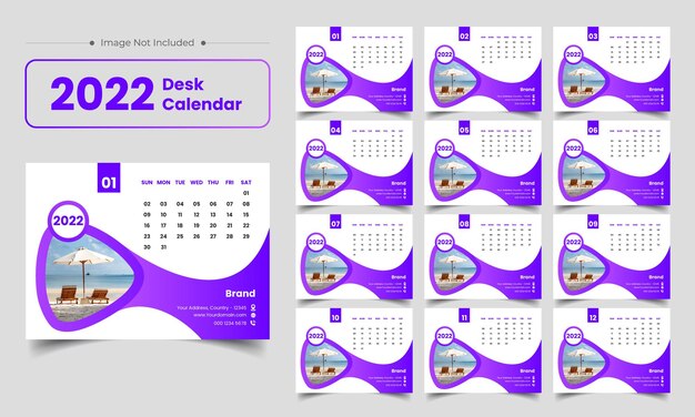 Desk calendar 2022 template design