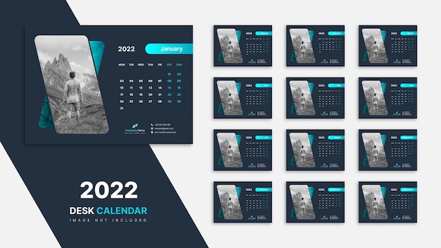 Desk calendar 2022 template design