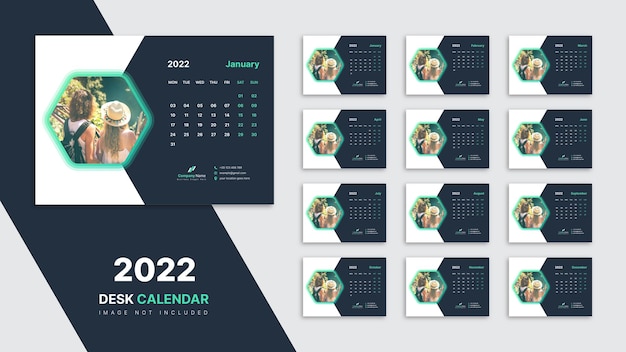 Calendario da tavolo 2022 modello di progettazione
