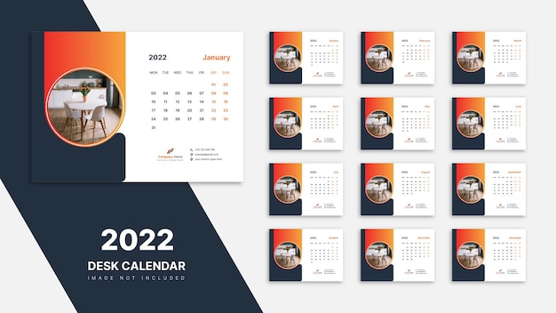 Desk Calendar 2022 Template Design