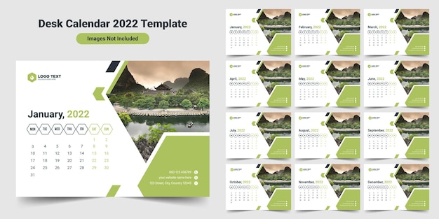 Modello di calendario da tavolo 2022