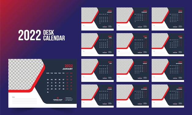 desk calendar 2022 template