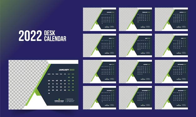 Desk calendar 2022 template