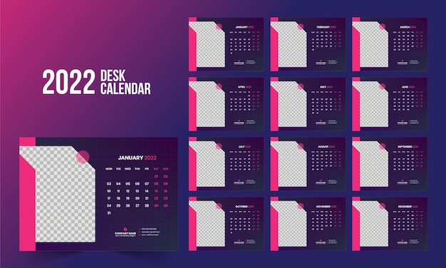 desk calendar 2022 template