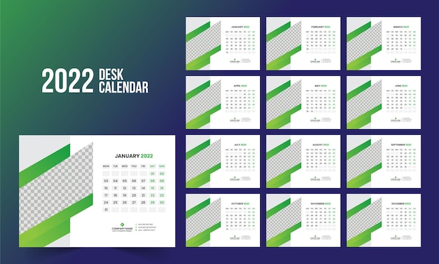 Desk calendar 2022 template