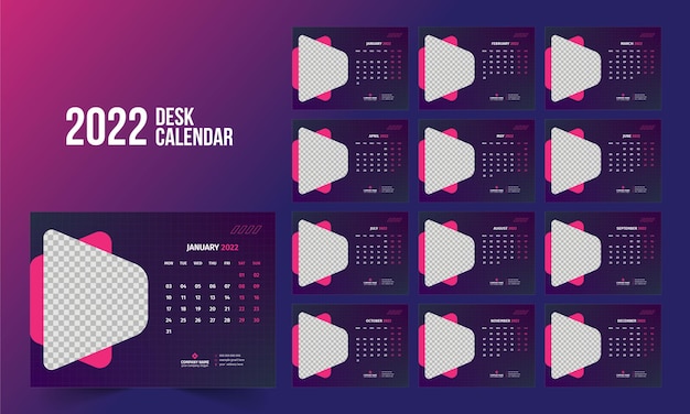 Desk calendar 2022 template