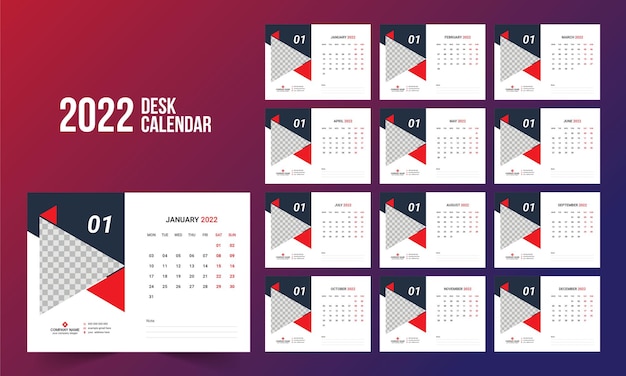 Vector desk calendar 2022