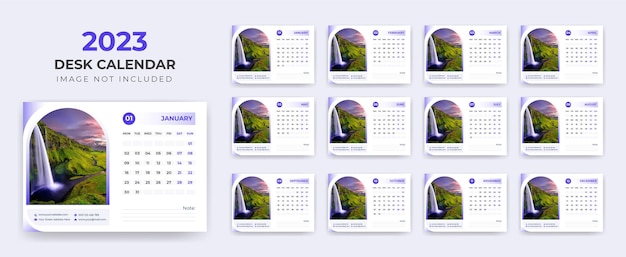 Vector desk calendar 2023 or  monthly & weekly schedule new year calendar 2023 design template.