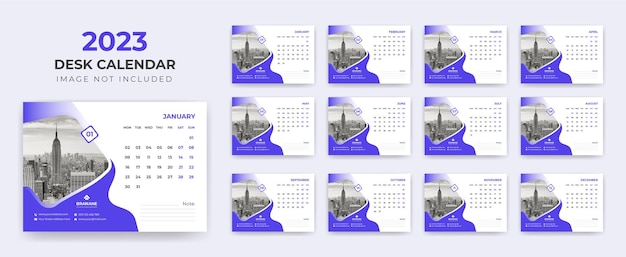 Desk calendar 2023 or  monthly & weekly schedule new year calendar 2023 design template.