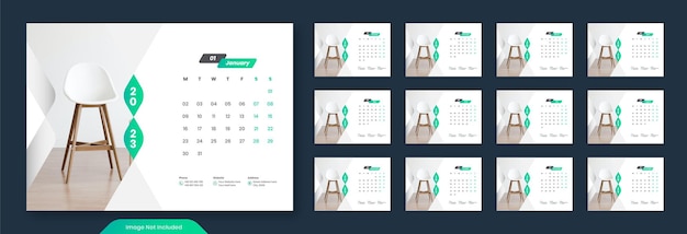 Desk calendar 2023 template design