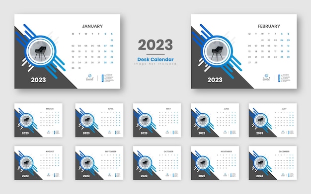 Desk calendar 2023 template design