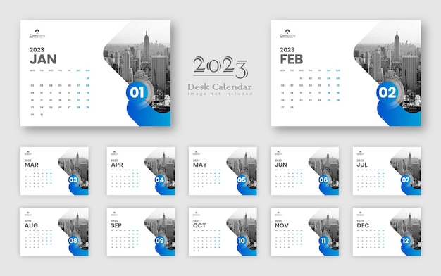 Desk calendar 2023 template design