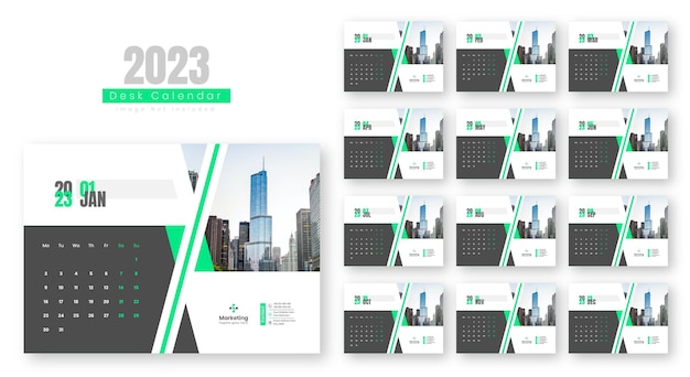 Vector desk calendar 2023 template design