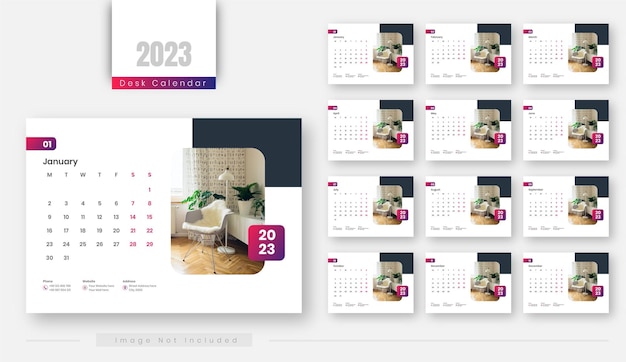 Desk Calendar 2023 Template Design